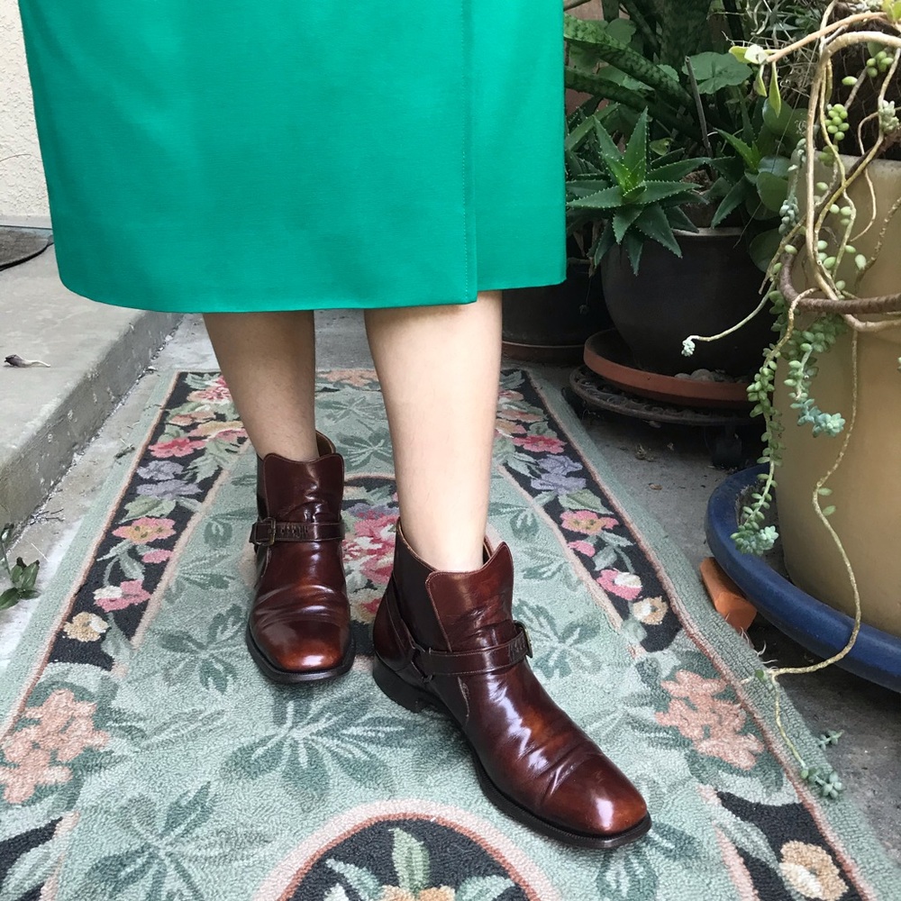 Vintage deep reddish brown all leather booties - Picture 8 of 16
